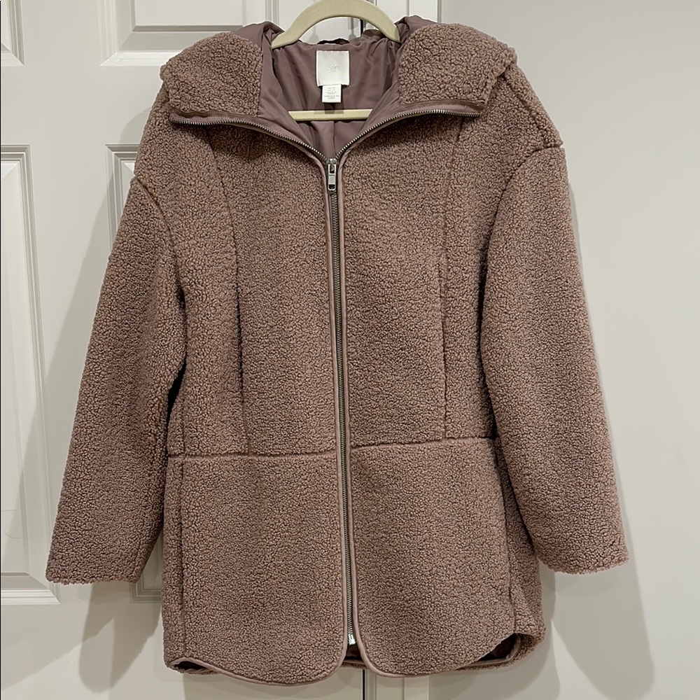 H&M light purple teddy jacket